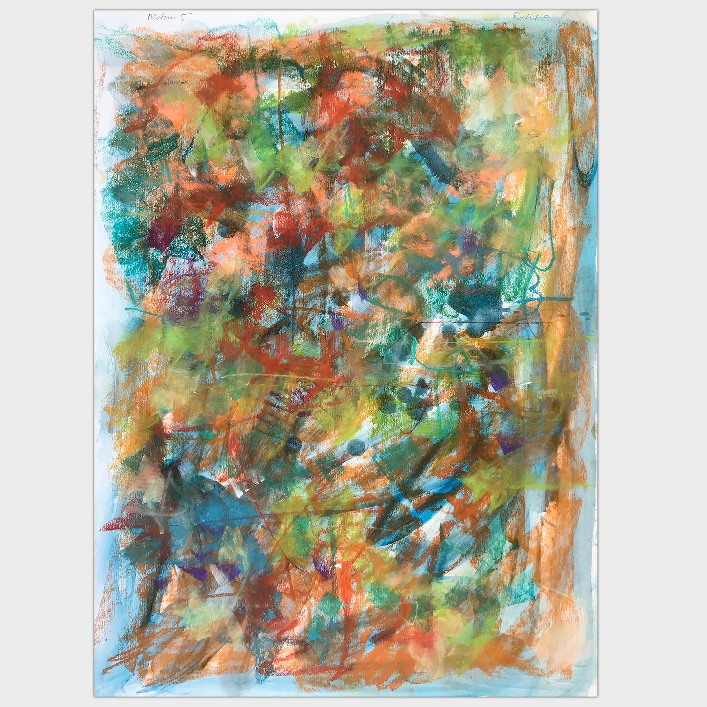 Original art for sale-Expressive abstract composition pastel lines over oil wash